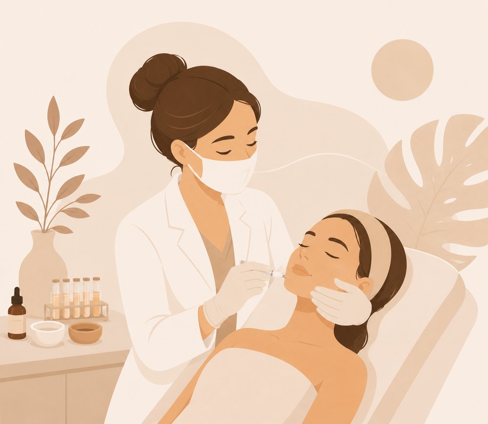 Ilustración de mesoterapia facial