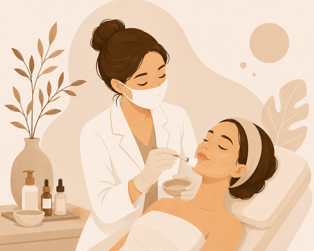 Ilustración de tratamiento de peeling facial
